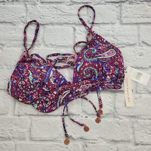 NWT Nanette Lepore Lauren Longline Fixt Bikini Top size 12 - Picture 2 of 14